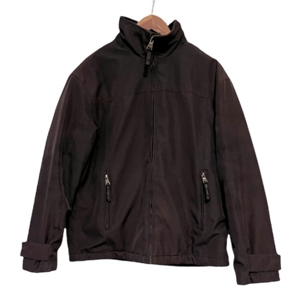 Weatherproof S‎ black water resistant lined hidden hood multi pocket jacket